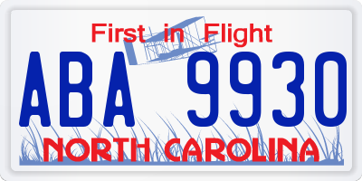 NC license plate ABA9930