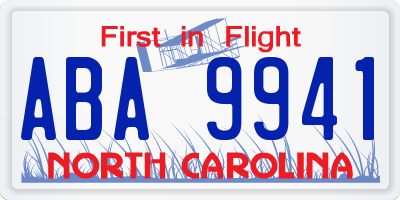 NC license plate ABA9941