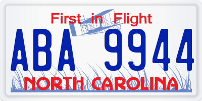 NC license plate ABA9944