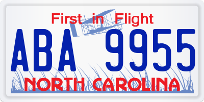 NC license plate ABA9955