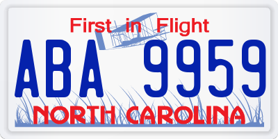 NC license plate ABA9959