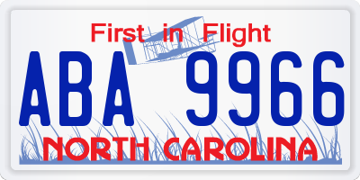 NC license plate ABA9966
