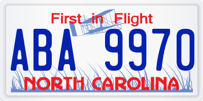 NC license plate ABA9970