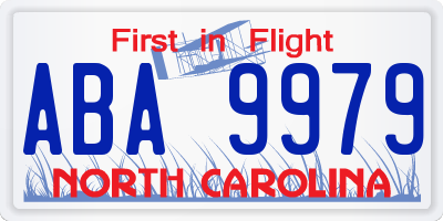 NC license plate ABA9979