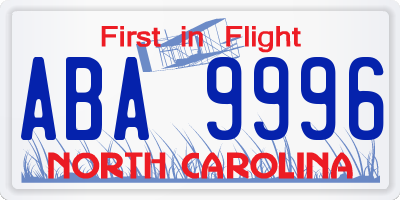 NC license plate ABA9996
