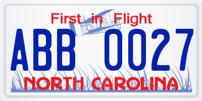 NC license plate ABB0027