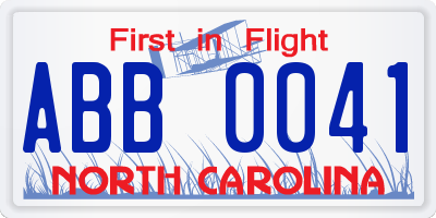NC license plate ABB0041