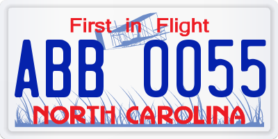 NC license plate ABB0055