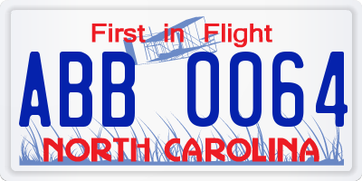 NC license plate ABB0064