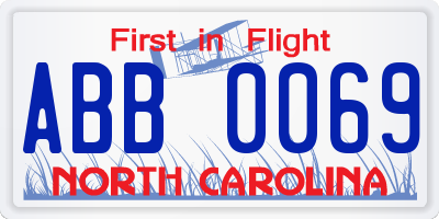 NC license plate ABB0069