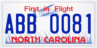 NC license plate ABB0081