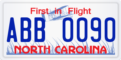 NC license plate ABB0090