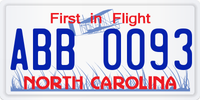 NC license plate ABB0093