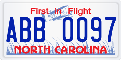 NC license plate ABB0097