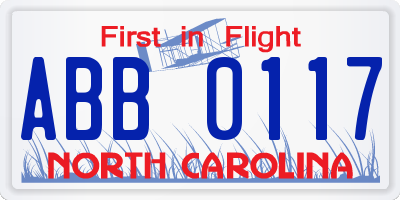 NC license plate ABB0117