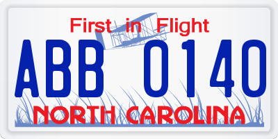NC license plate ABB0140