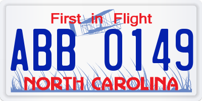 NC license plate ABB0149