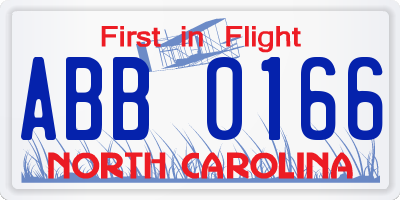 NC license plate ABB0166