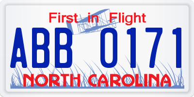 NC license plate ABB0171