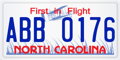 NC license plate ABB0176