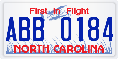 NC license plate ABB0184