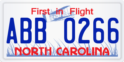 NC license plate ABB0266