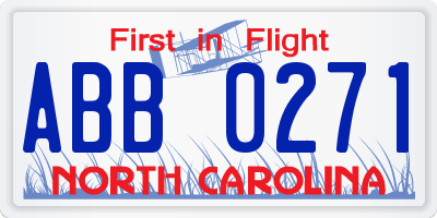 NC license plate ABB0271
