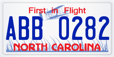 NC license plate ABB0282