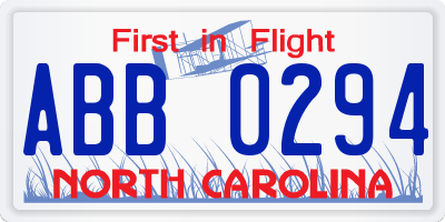 NC license plate ABB0294