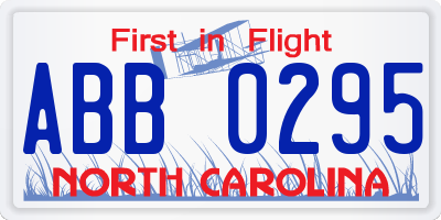NC license plate ABB0295