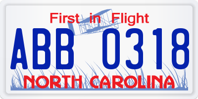 NC license plate ABB0318