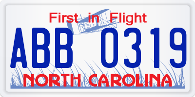 NC license plate ABB0319