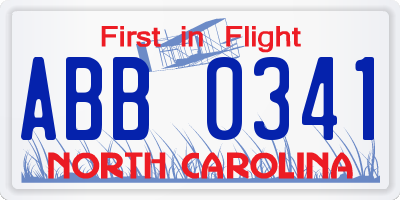 NC license plate ABB0341