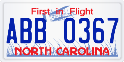 NC license plate ABB0367