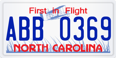 NC license plate ABB0369