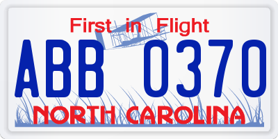 NC license plate ABB0370