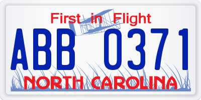 NC license plate ABB0371