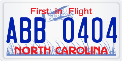 NC license plate ABB0404