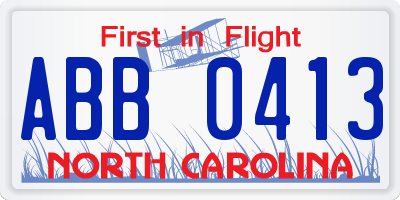 NC license plate ABB0413
