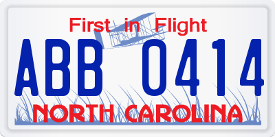 NC license plate ABB0414