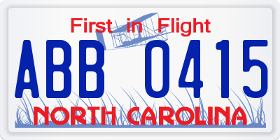 NC license plate ABB0415