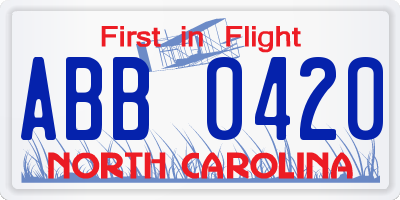 NC license plate ABB0420