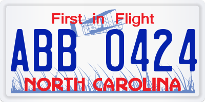 NC license plate ABB0424