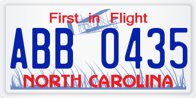 NC license plate ABB0435