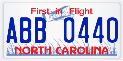 NC license plate ABB0440