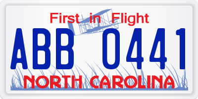 NC license plate ABB0441