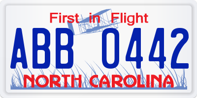 NC license plate ABB0442
