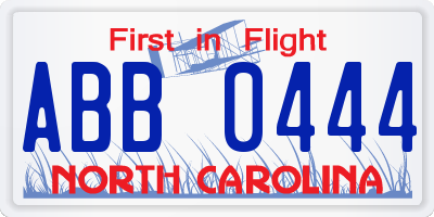 NC license plate ABB0444
