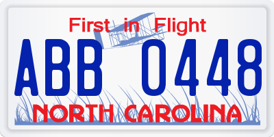 NC license plate ABB0448