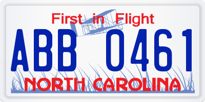 NC license plate ABB0461